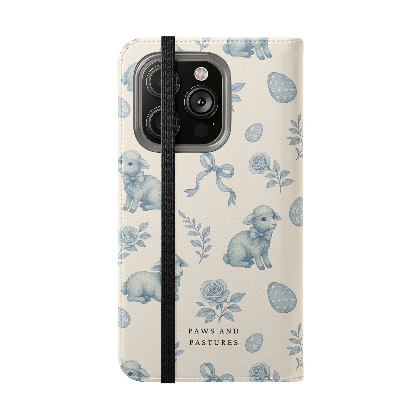 Flip Case — Pastel Blue Easter Lamb Pattern Phone Wallet