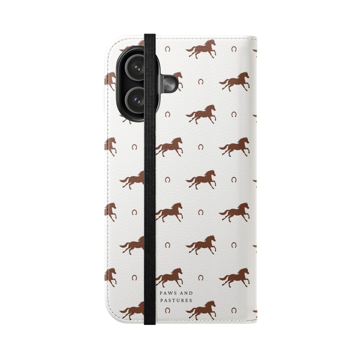 Horse Pattern Flip Case — Leather Wallet Phone Cover with Galloping Horses