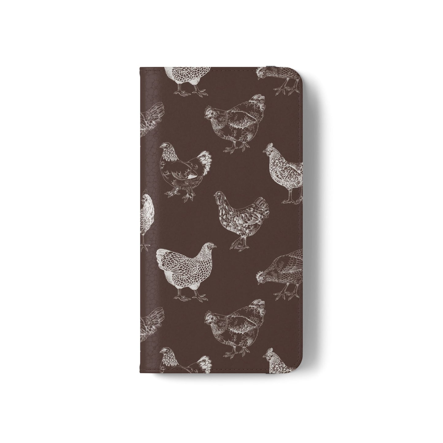 Chicken Pattern Flip Phone Case – Rustic Farmhouse Wallet Cover