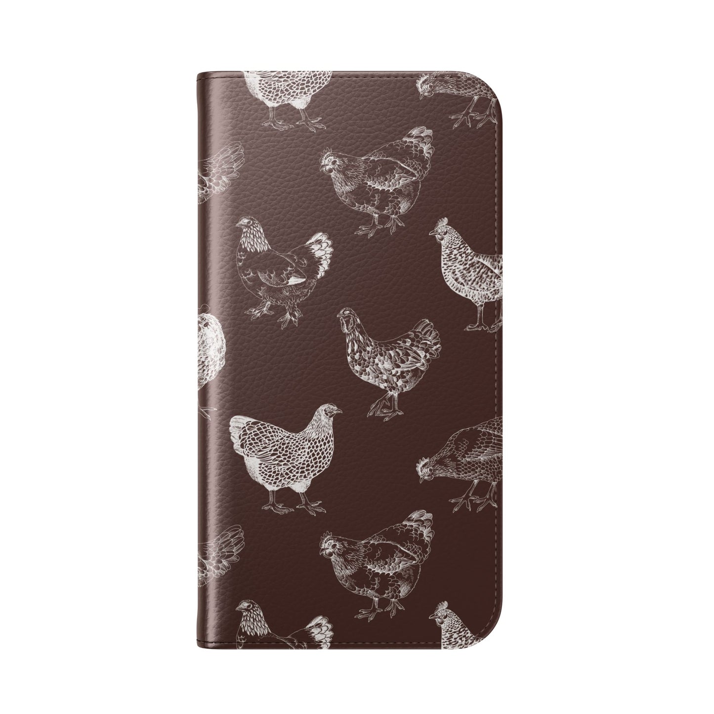 Chicken Pattern Flip Phone Case – Rustic Farmhouse Wallet Cover