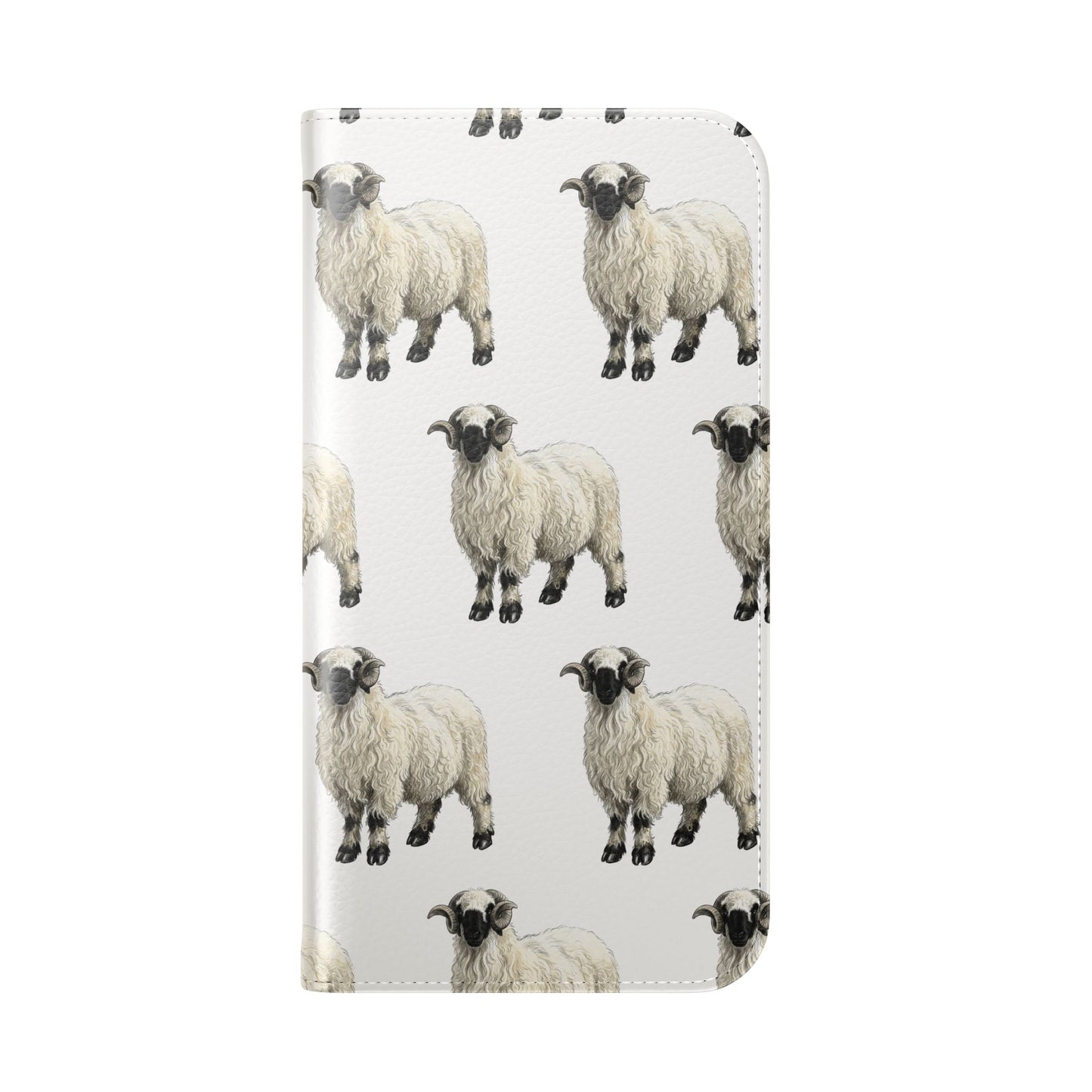 Valais Blacknose Sheep Pattern Flip Phone Case – Cute Farm Animal Wallet Cover
