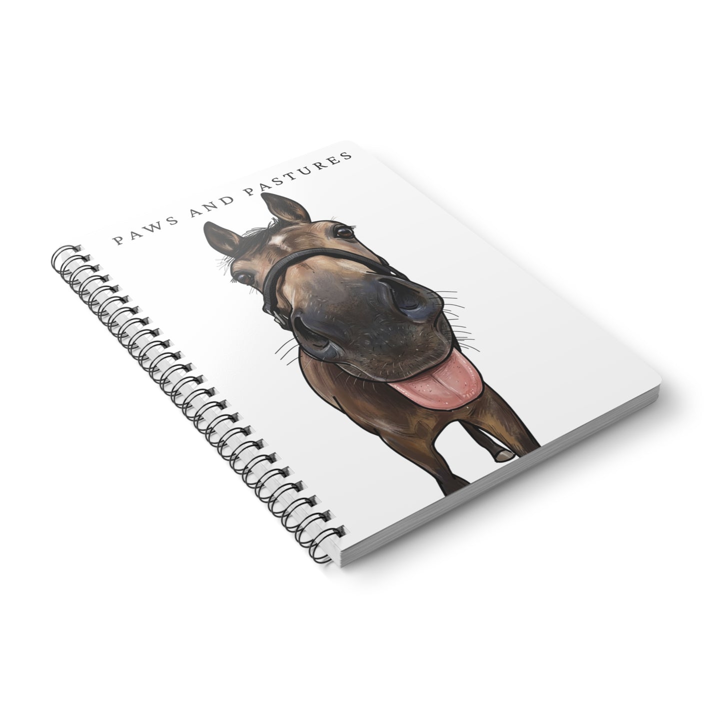 Horse Face Spiral Notebook — "Paws and Pastures" A5 Wirobound Journal
