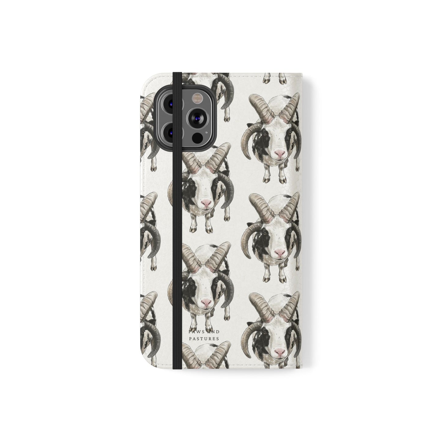 Jacob Sheep Pattern Flip Phone Case — Cute Farm Animal Wallet Cover