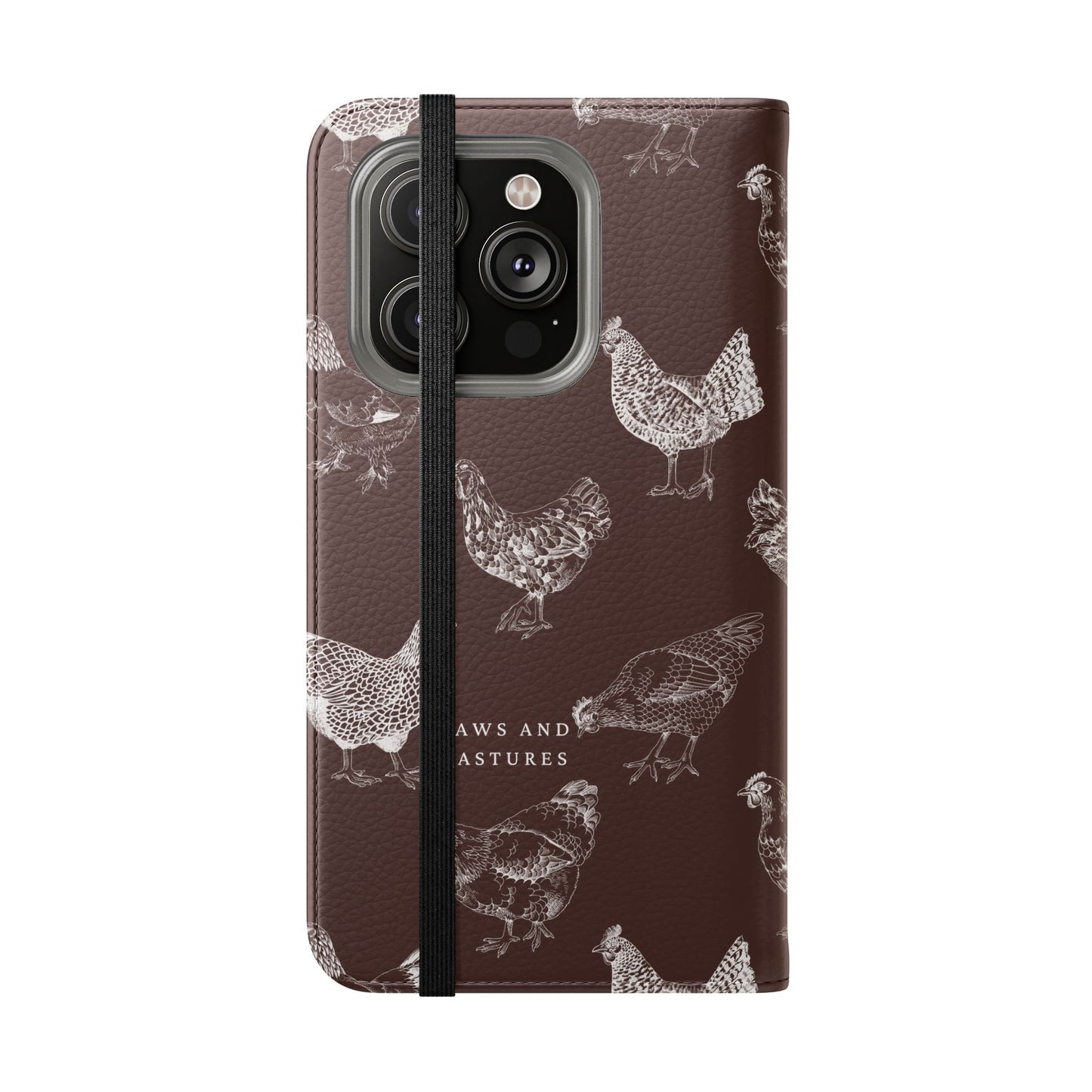 Chicken Pattern Flip Phone Case – Rustic Farmhouse Wallet Cover