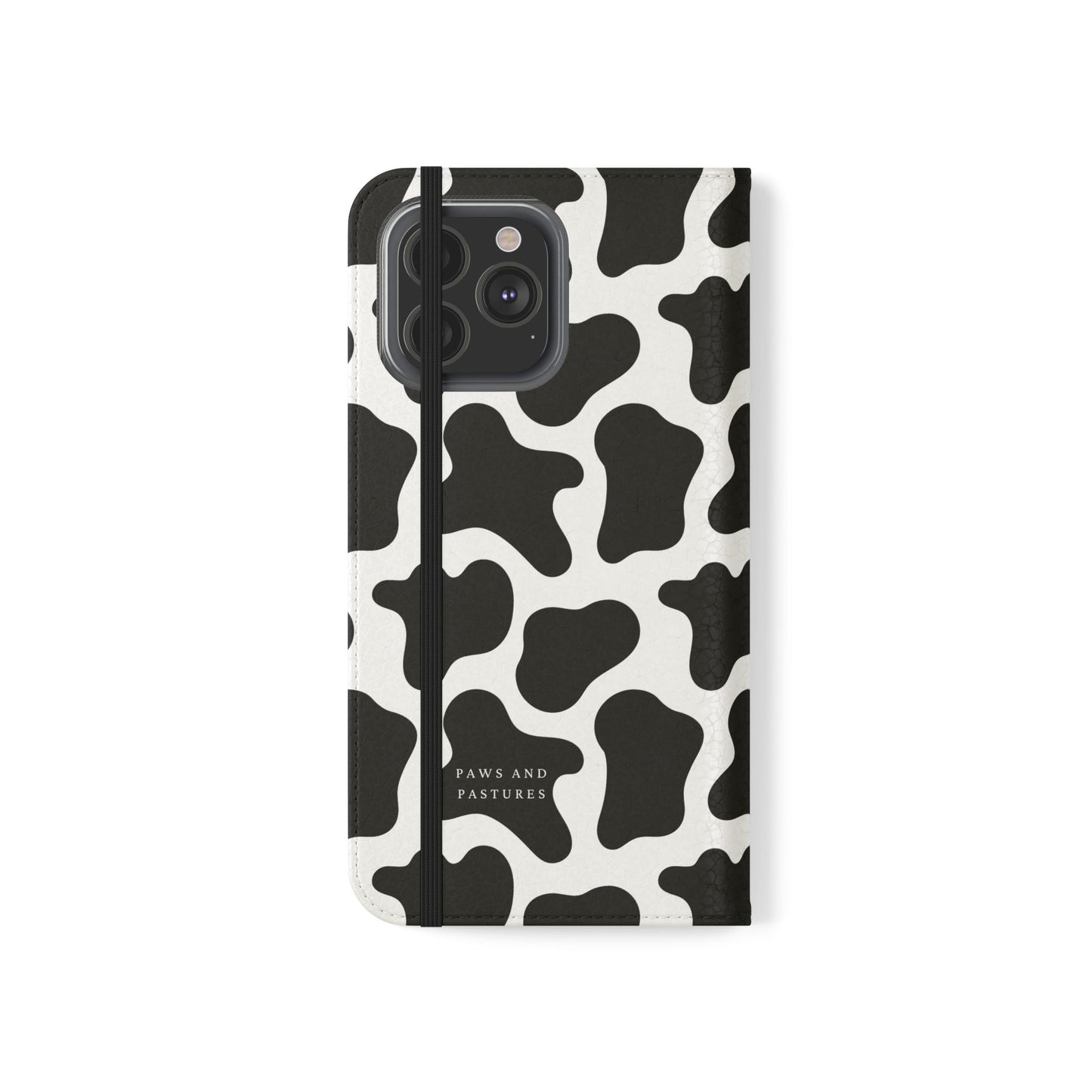 Cow Print Flip Phone Case — Black & White Wallet Flip Case