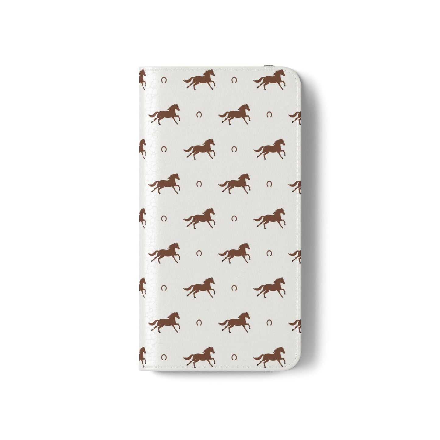 Horse Pattern Flip Case — Leather Wallet Phone Cover with Galloping Horses