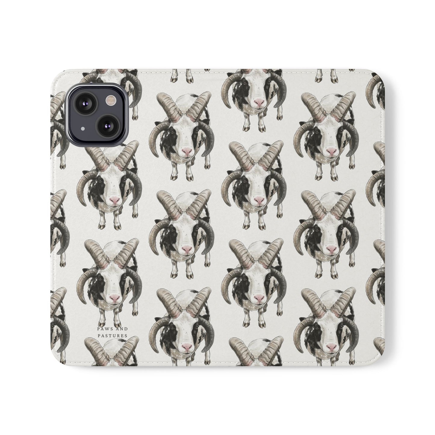 Jacob Sheep Pattern Flip Phone Case — Cute Farm Animal Wallet Cover