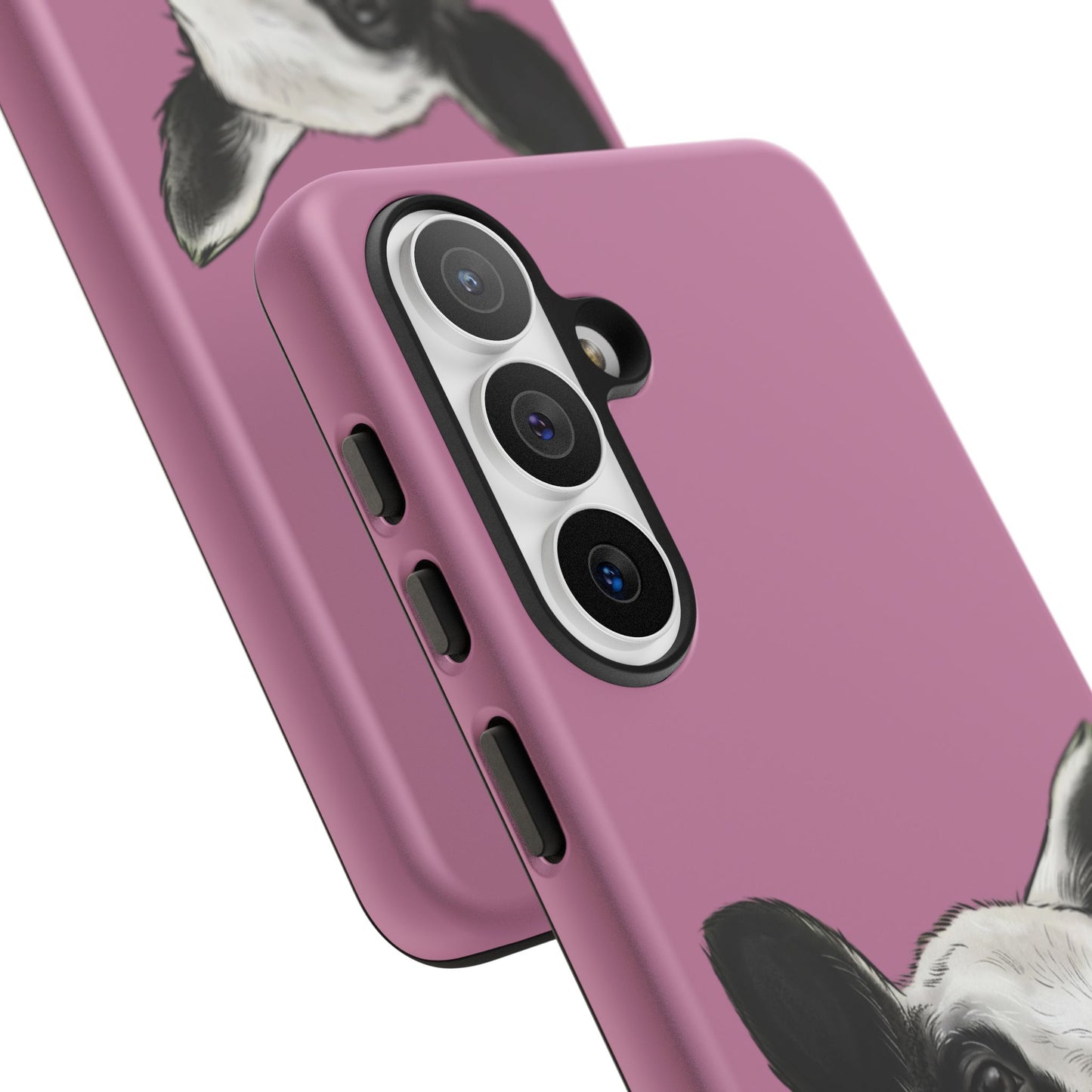 Pink Dutch Spotted Sheep Portrait Phone Case - Black & White Lamb Illustration Protective Cover