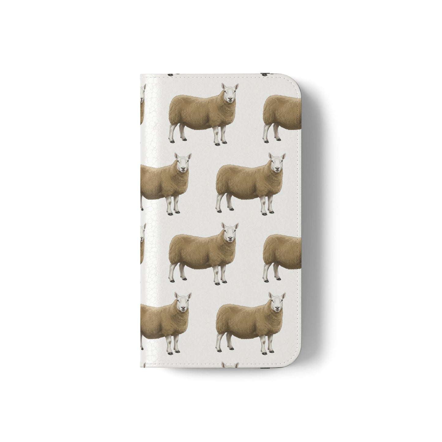 Cheviot Sheep Pattern Flip Phone Case – Cute Pastoral Wallet Cover with Card Slots