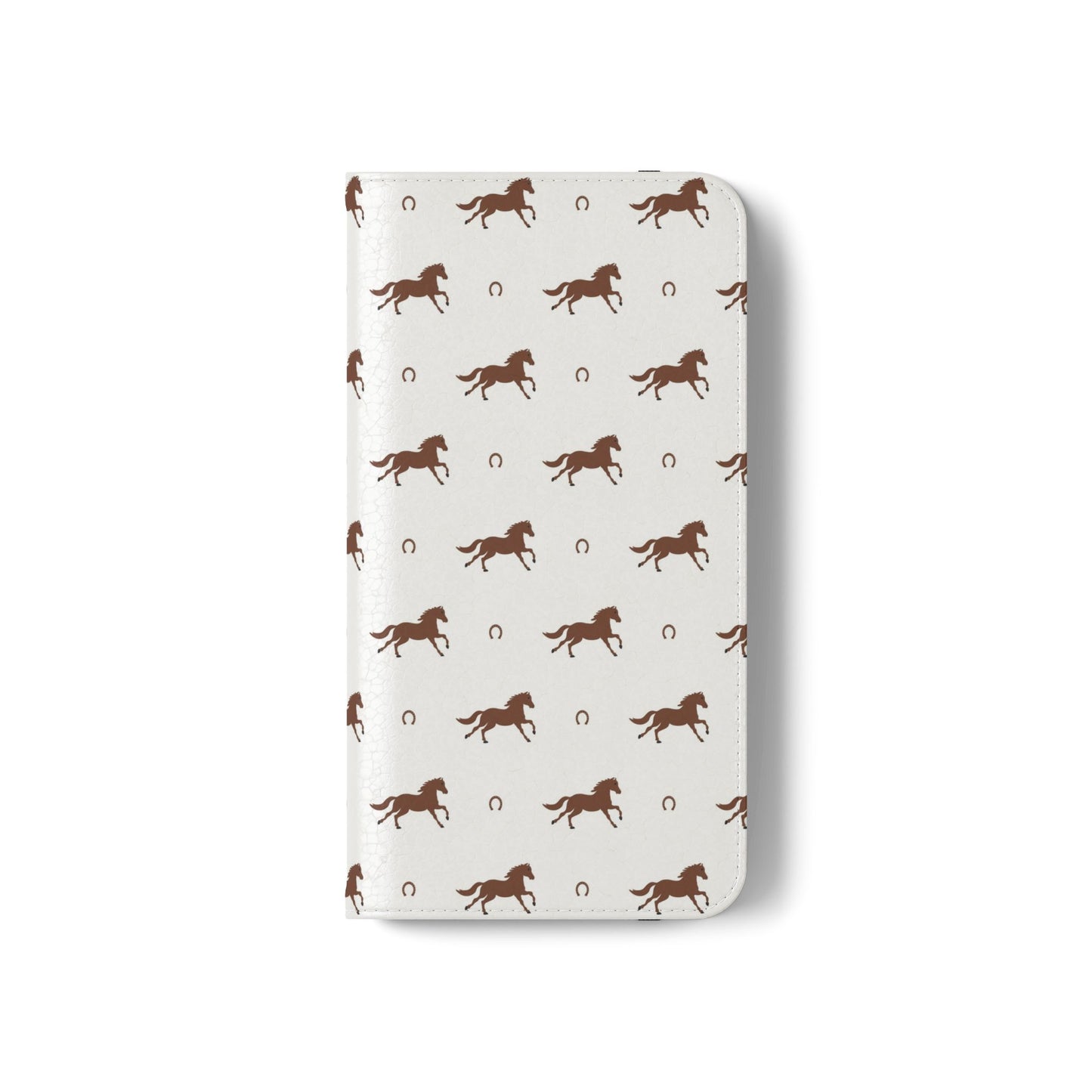 Horse Pattern Flip Case — Leather Wallet Phone Cover with Galloping Horses