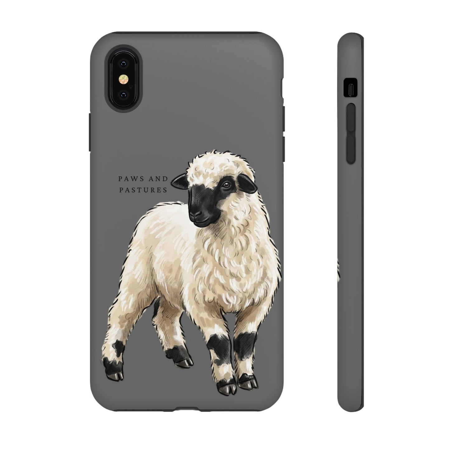 Grey Valais Blacknose Sheep Phone Case – 'Paws and Pastures' Cute Lamb Protective iPhone Cover