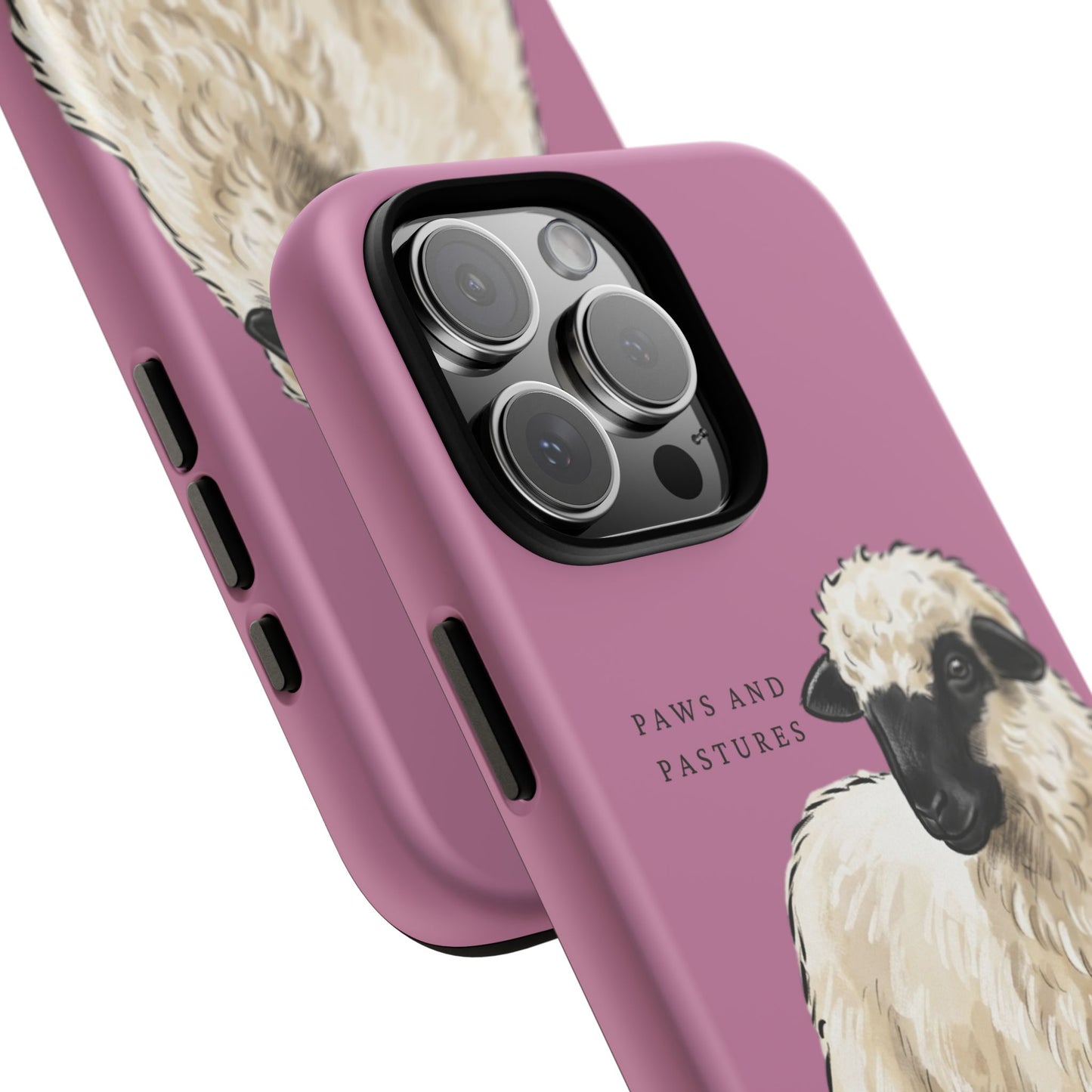 Pink Valais Blacknose Sheep Phone Case – 'Paws and Pastures' Cute Lamb Protective iPhone Cover