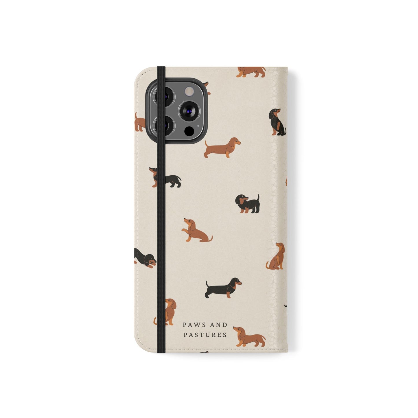 Dachshund Pattern Flip Phone Case — Wallet Folio with Card Slots