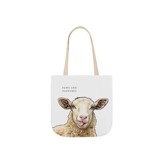 Silly Sheep Portrait Canvas Tote — "Paws and Pastures" Farm Animal Market Bag