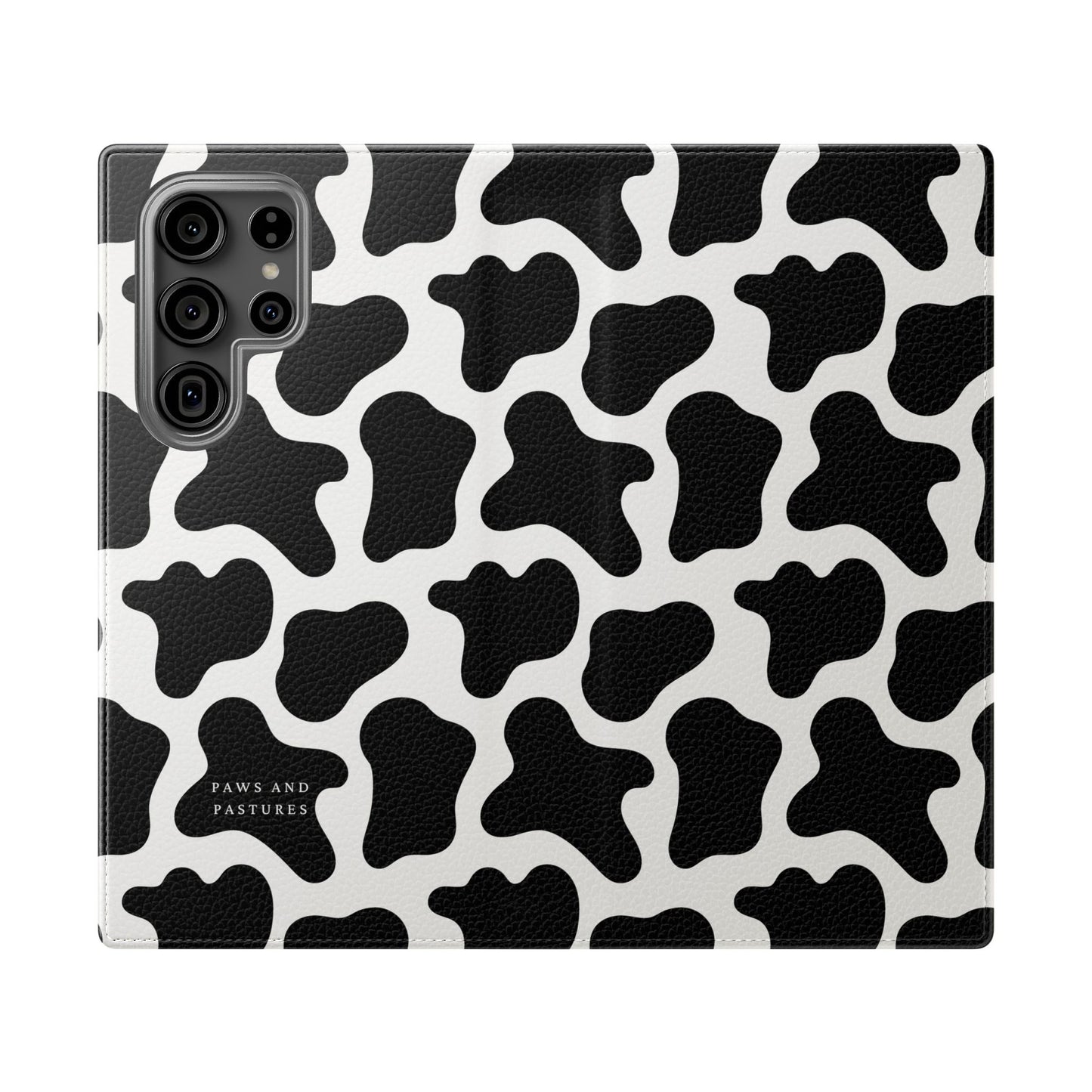 Cow Print Flip Phone Case — Black & White Wallet Flip Case