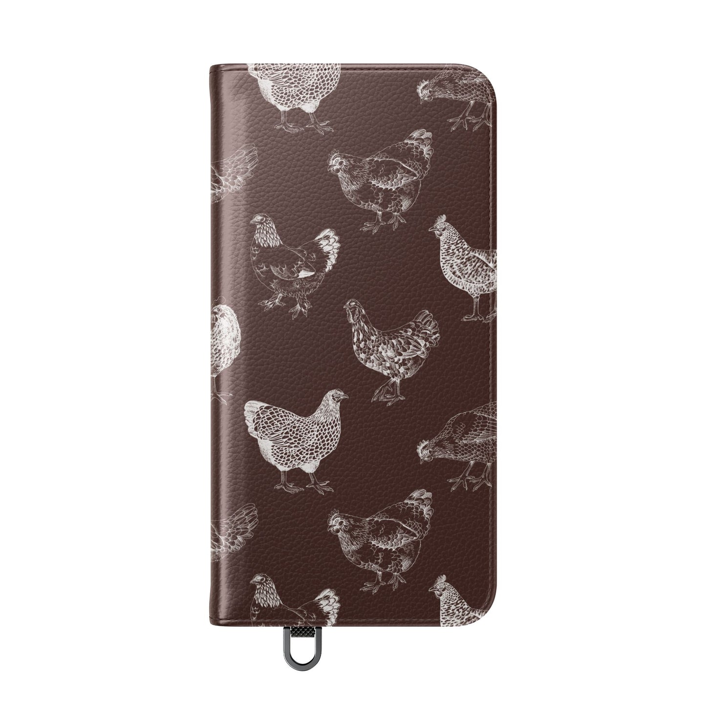 Chicken Pattern Flip Phone Case – Rustic Farmhouse Wallet Cover