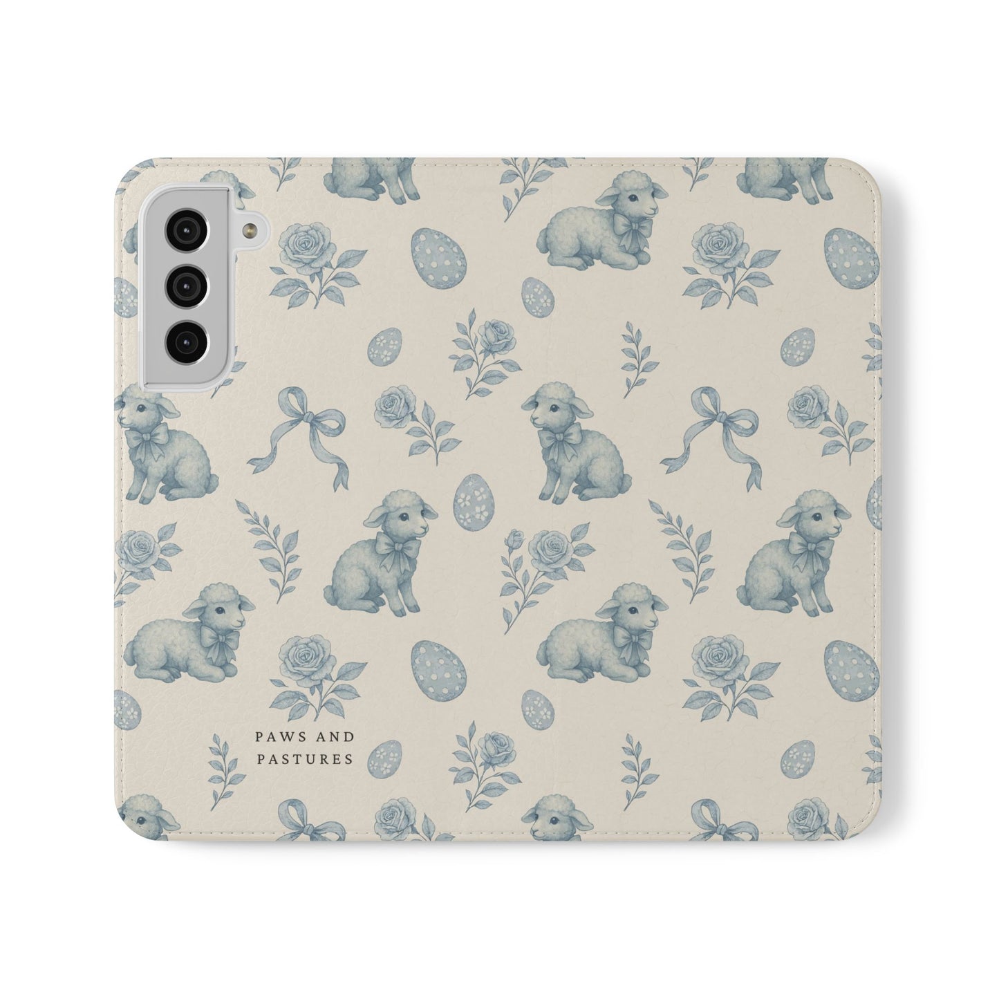 Flip Case — Pastel Blue Easter Lamb Pattern Phone Wallet