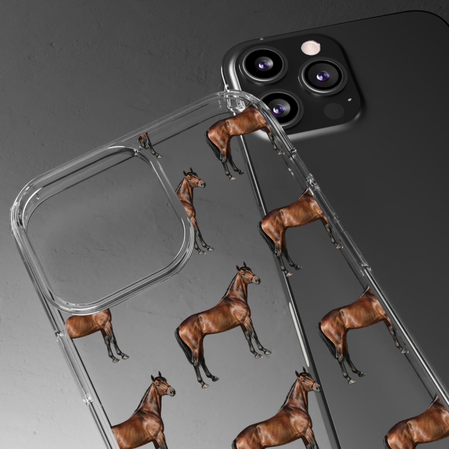 Horse Pattern Clear iPhone Case