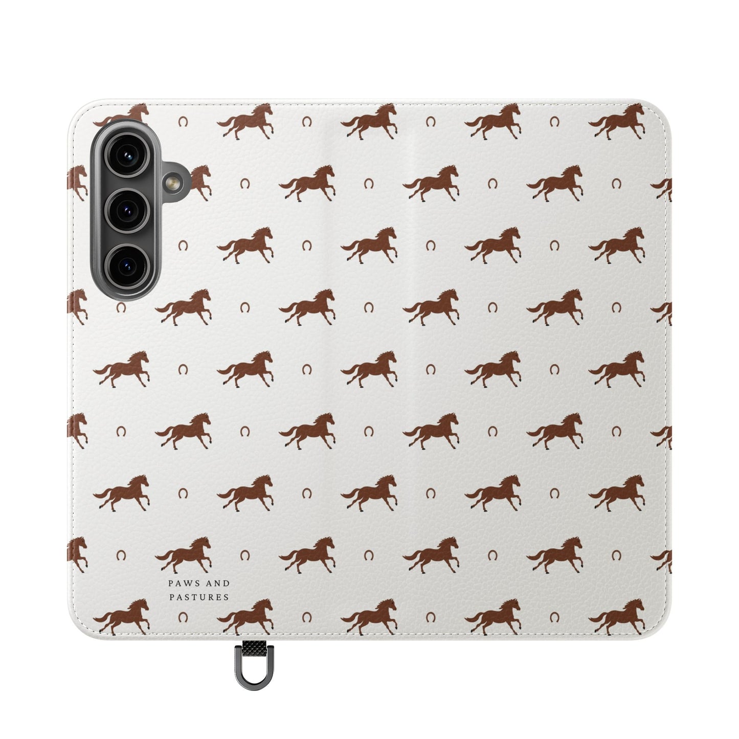 Horse Pattern Flip Case — Leather Wallet Phone Cover with Galloping Horses