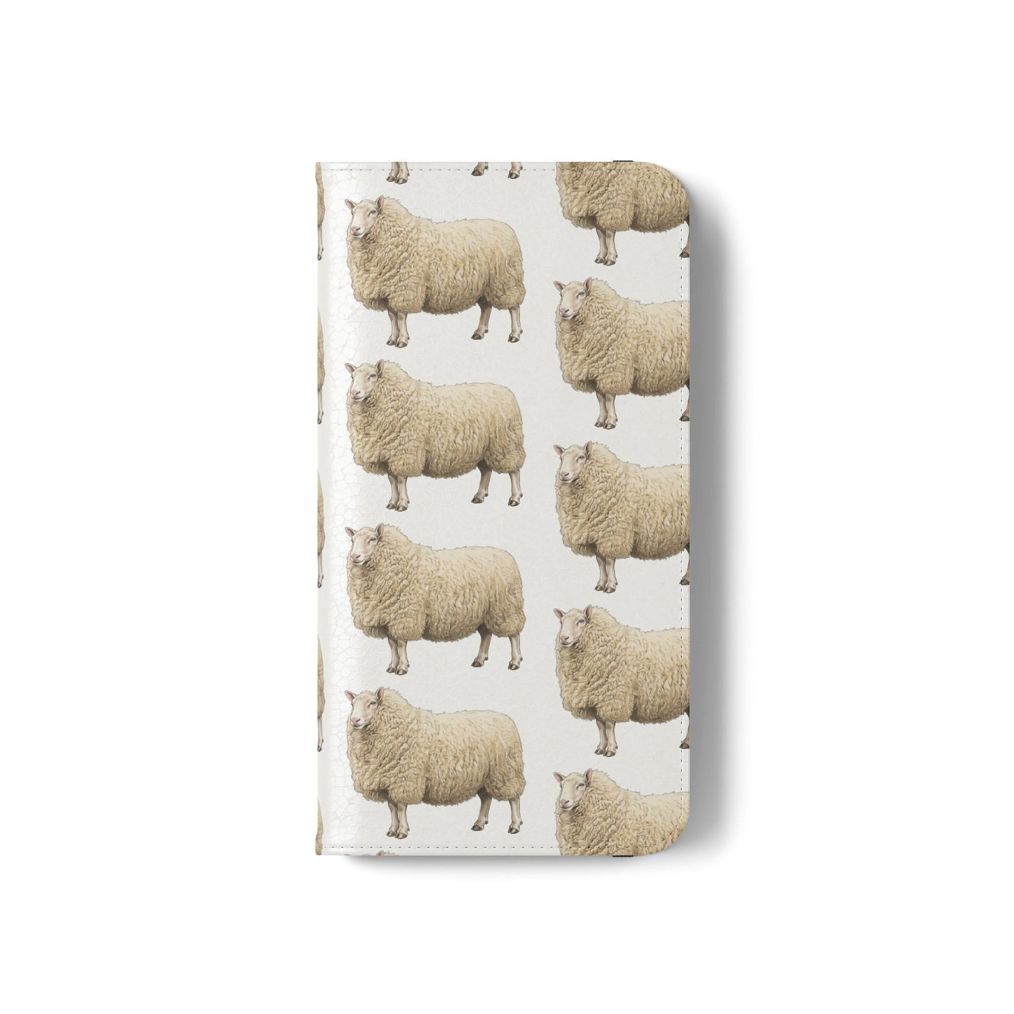 Cheviot Sheep Pattern Flip Phone Case – Cute Pastoral Wallet Cover with Card Slots