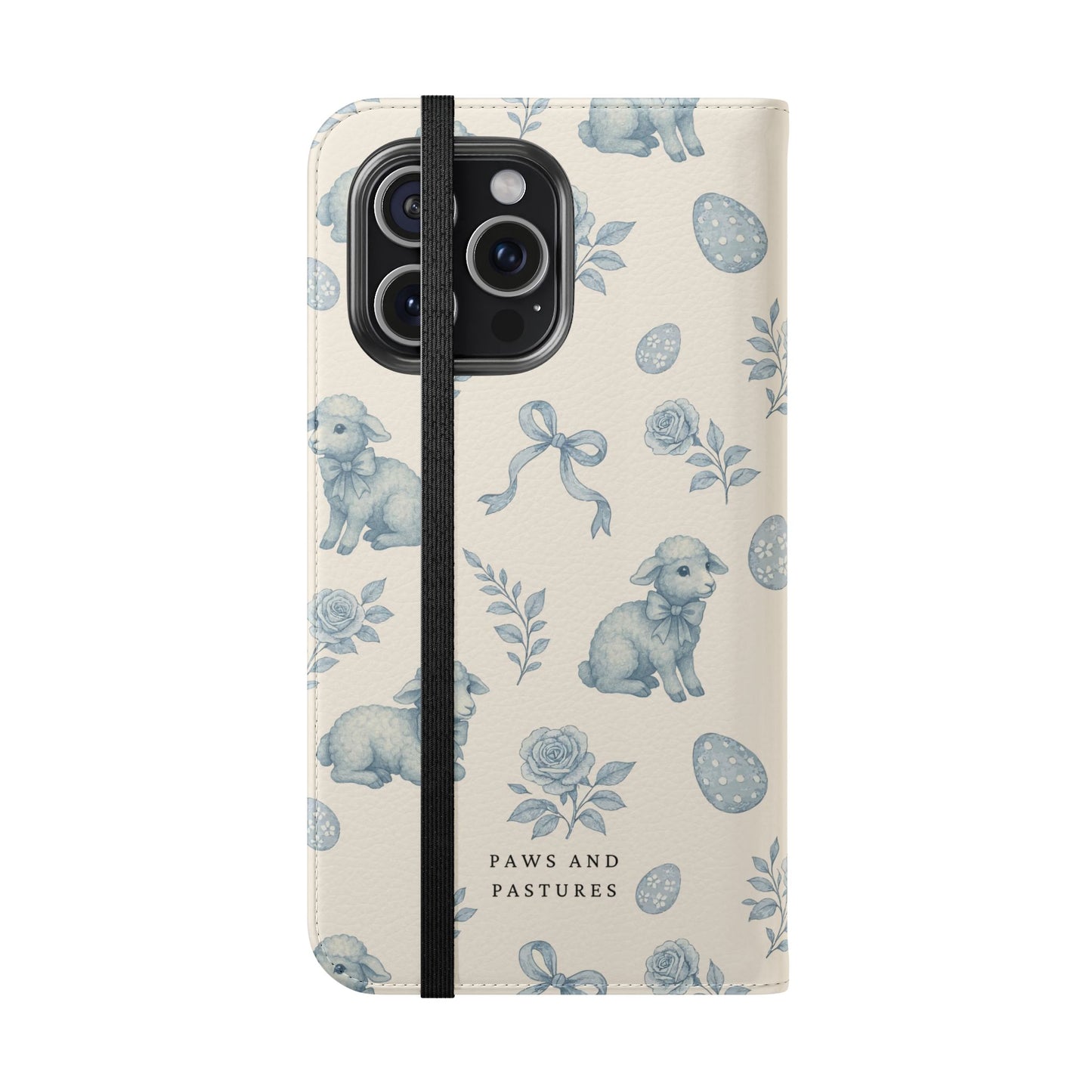 Flip Case — Pastel Blue Easter Lamb Pattern Phone Wallet