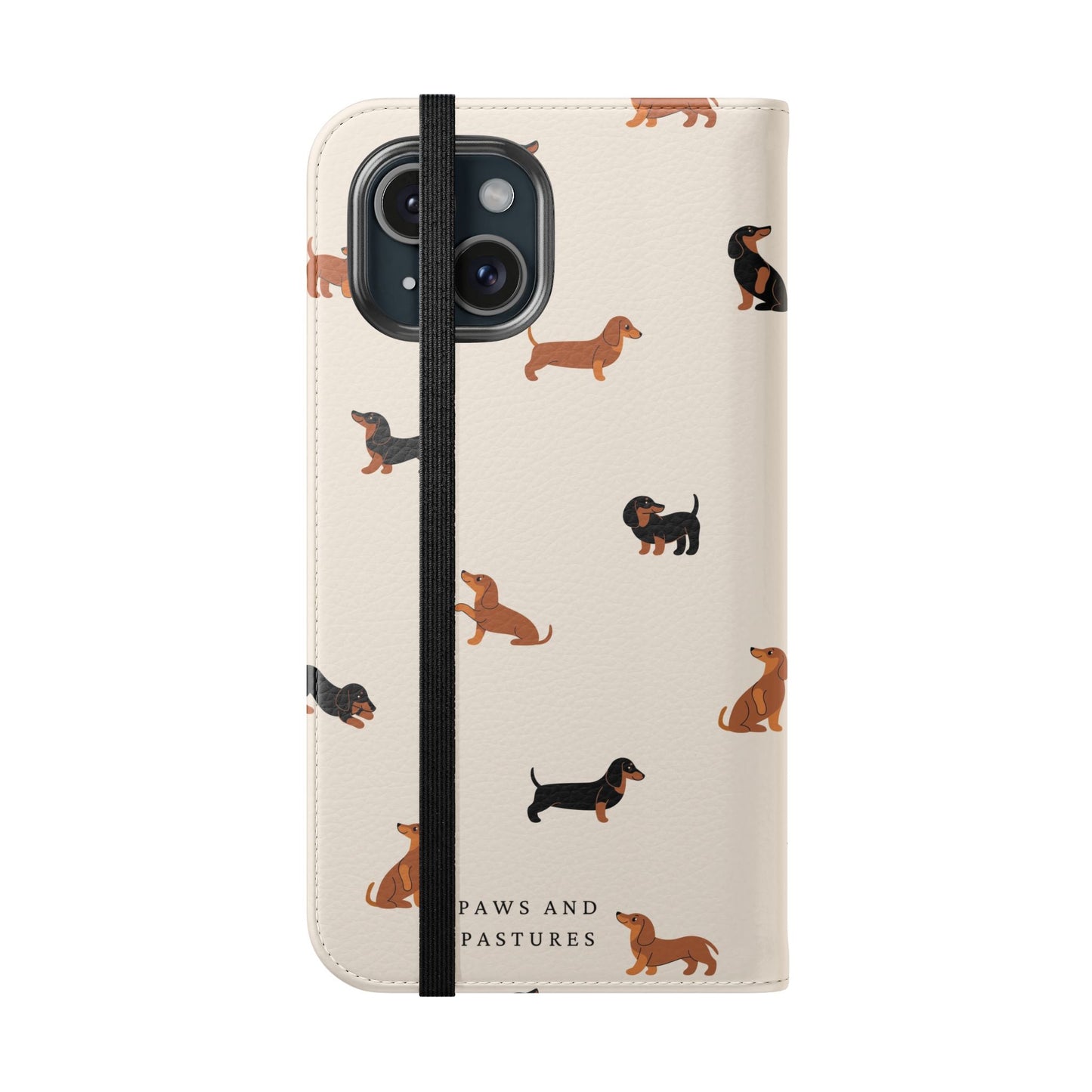 Dachshund Pattern Flip Phone Case — Wallet Folio with Card Slots