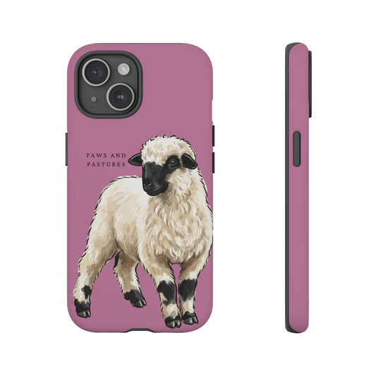 Pink Valais Blacknose Sheep Phone Case – 'Paws and Pastures' Cute Lamb Protective iPhone Cover