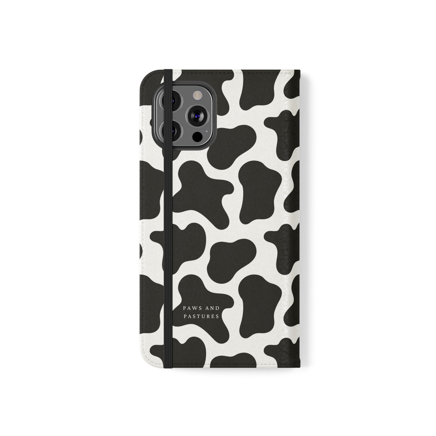 Cow Print Flip Phone Case — Black & White Wallet Flip Case