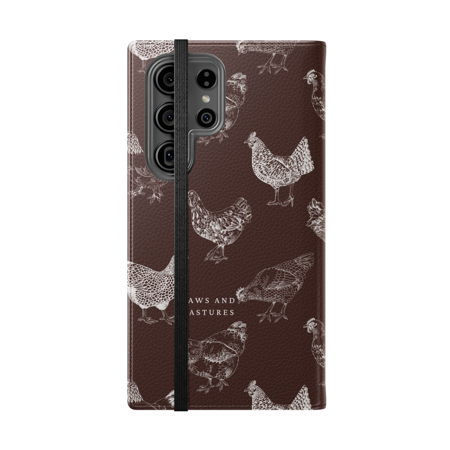 Chicken Pattern Flip Phone Case – Rustic Farmhouse Wallet Cover