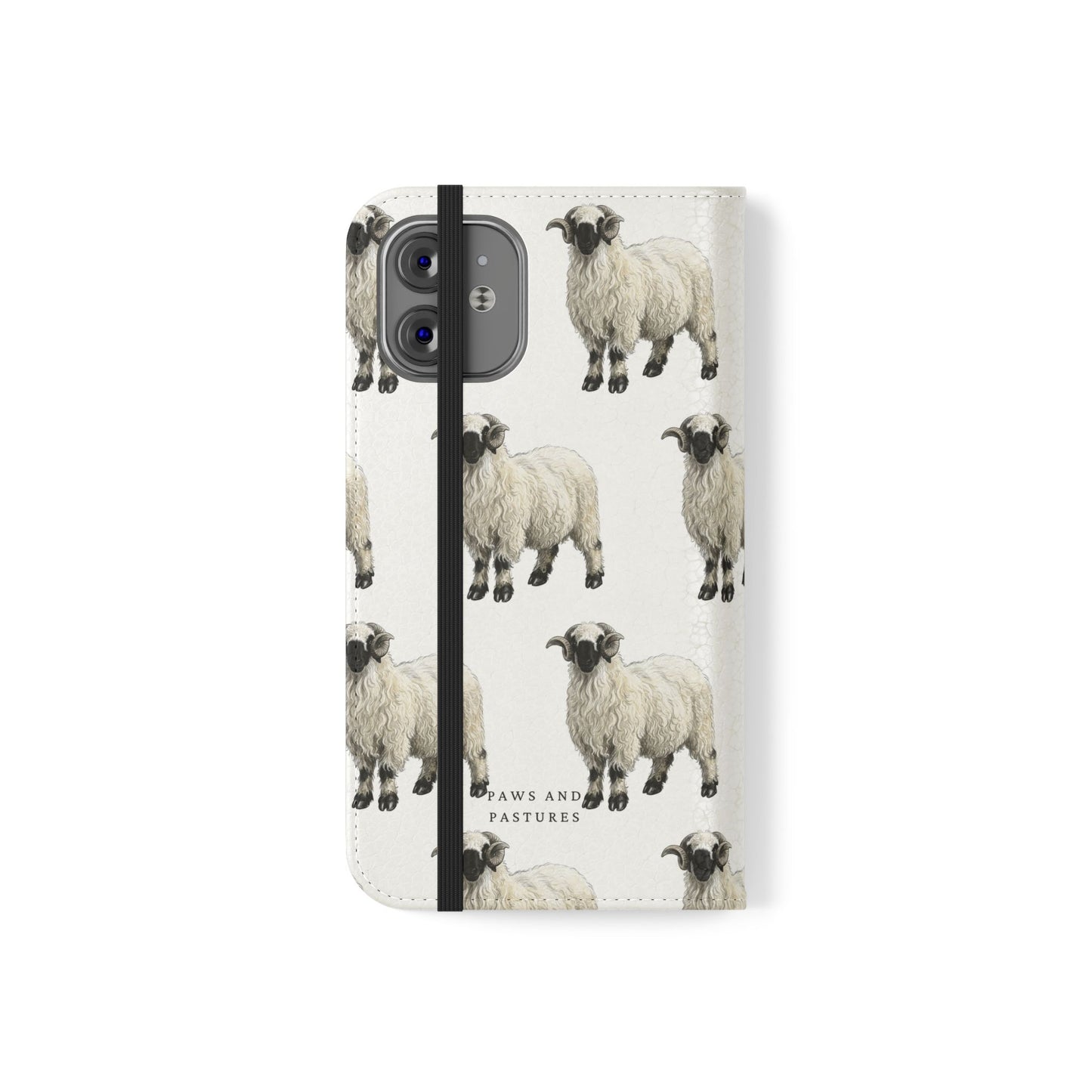 Valais Blacknose Sheep Pattern Flip Phone Case – Cute Farm Animal Wallet Cover