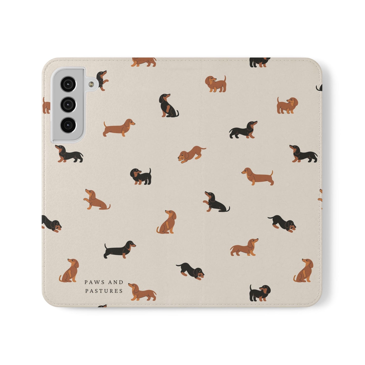 Dachshund Pattern Flip Phone Case — Wallet Folio with Card Slots