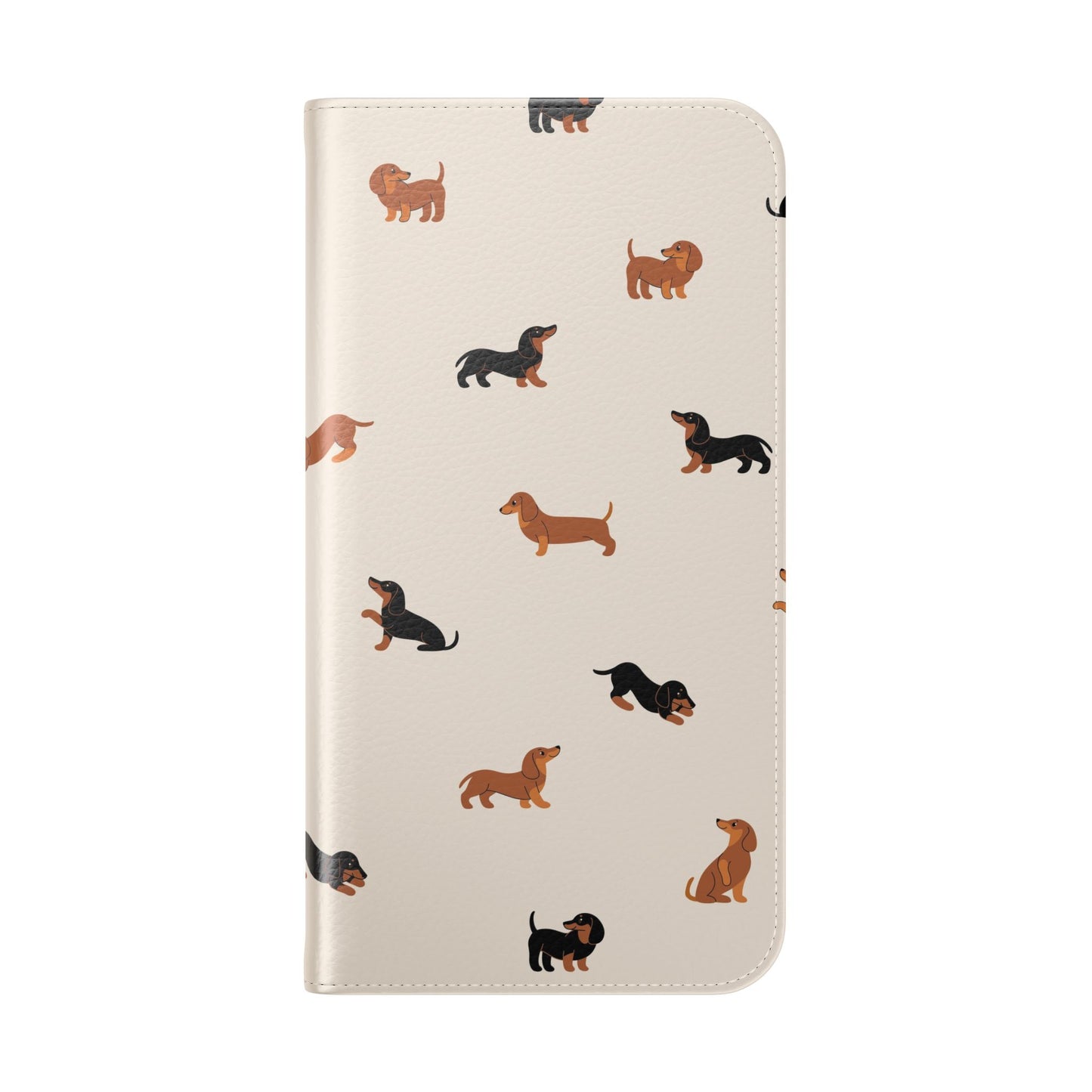 Dachshund Pattern Flip Phone Case — Wallet Folio with Card Slots