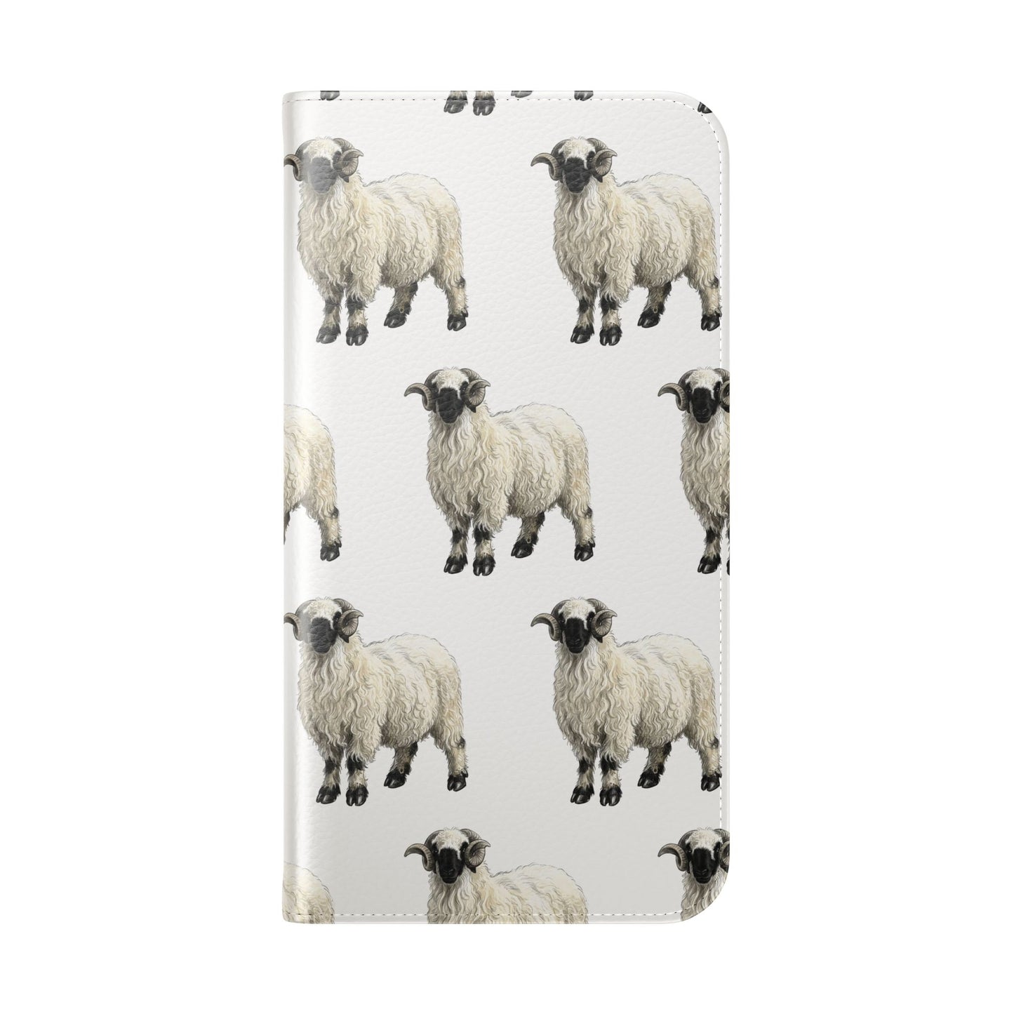 Valais Blacknose Sheep Pattern Flip Phone Case – Cute Farm Animal Wallet Cover