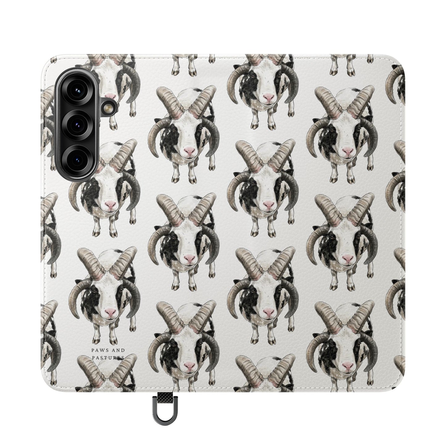 Jacob Sheep Pattern Flip Phone Case — Cute Farm Animal Wallet Cover